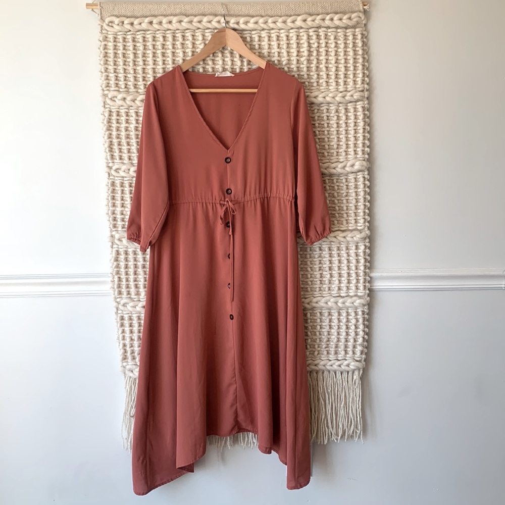 Modest Midi 3/4 length sleeve dress